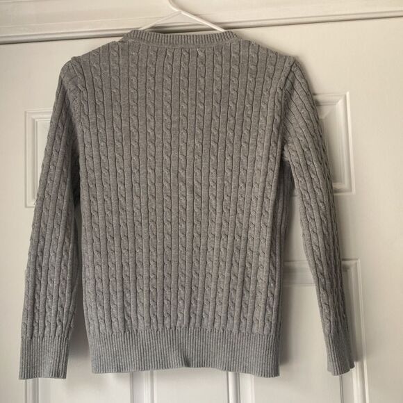 Karen Scott Gray Cable Knit Vneck Sweater Size Medium - Picture 4 of 4